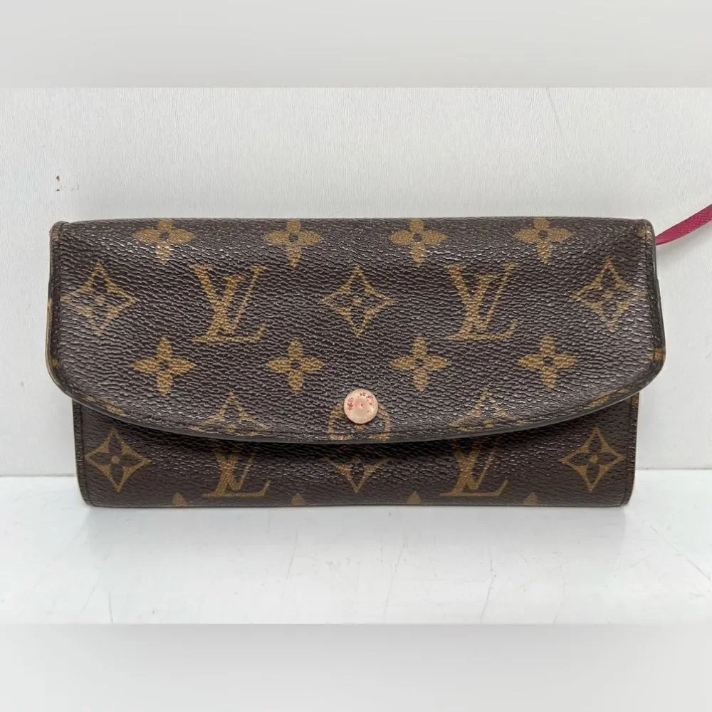 Louis Vuitton Brown Monogram Canvas Red Emilie Wallet